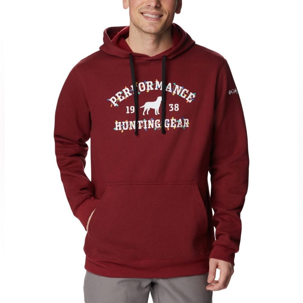 Columbia Performace Hunting Gear burgundy Christmas lights hoodie medium NWT